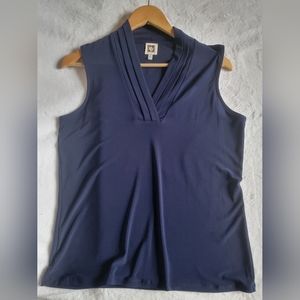*NEW* Anne Klein Navy V-Neck Sleeveless Blouse, Medium